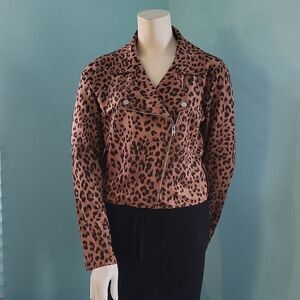 Active USA Leopard Print Moto Jacket